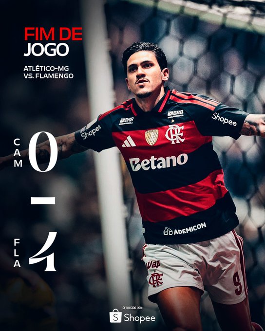 Flamengo goleia Atlético Mineiro, e continua perseguição ao líder Palmeiras; veja a rodada