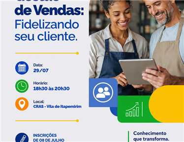 Itapemirim oferece oficina gratuita de gestão de vendas
